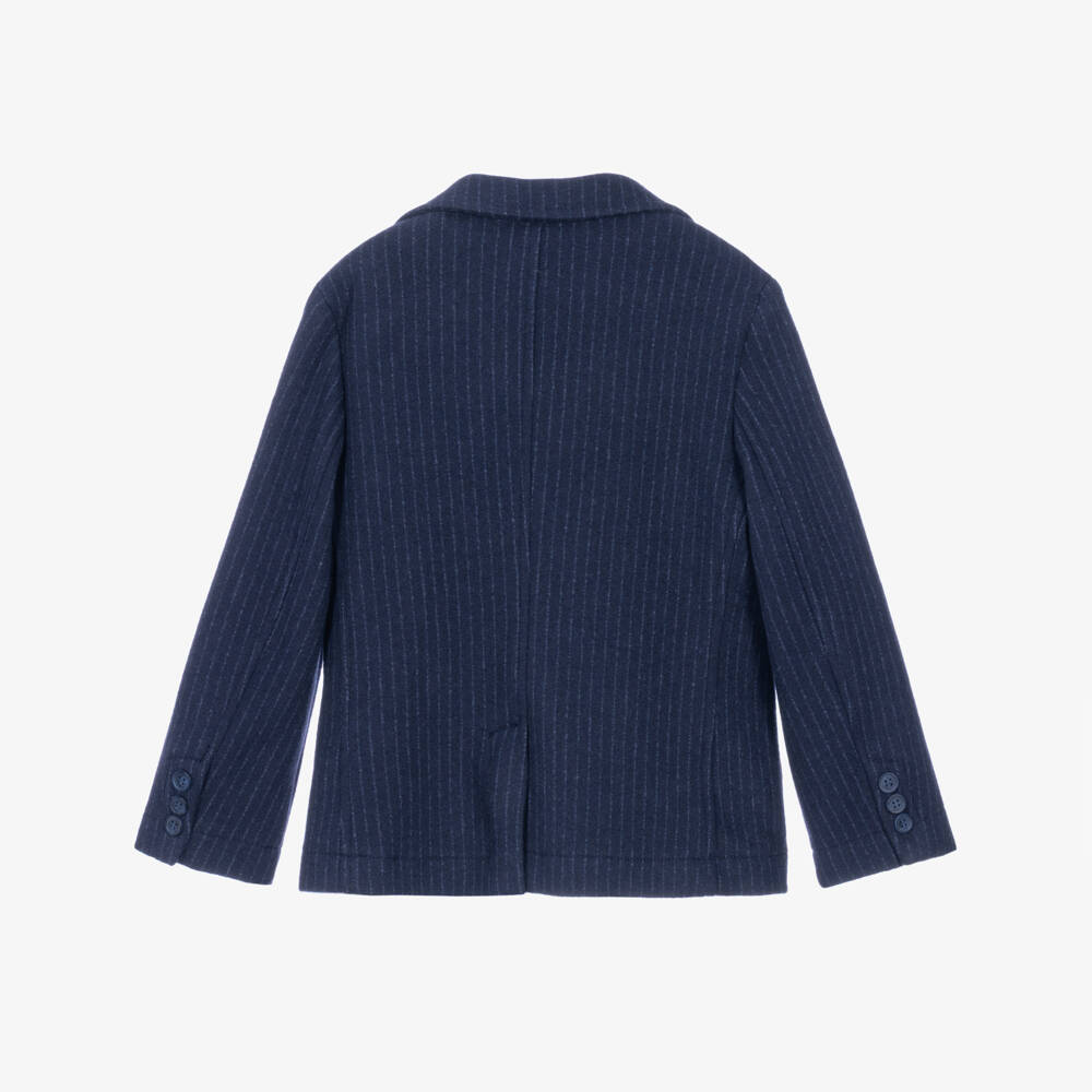 Il Gufo-Boys Navy Blue Stripe Jersey Blazer | Childrensalon