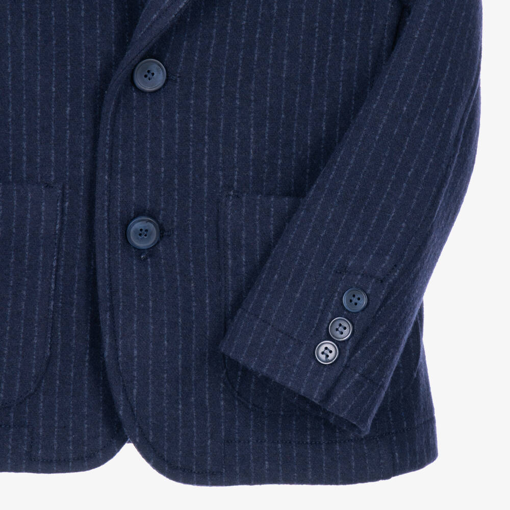 Il Gufo-Boys Navy Blue Stripe Jersey Blazer | Childrensalon