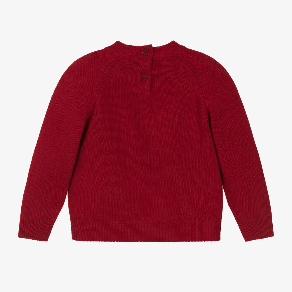 Il Gufo-Boys Red Wool Teddy Jumper | Childrensalon