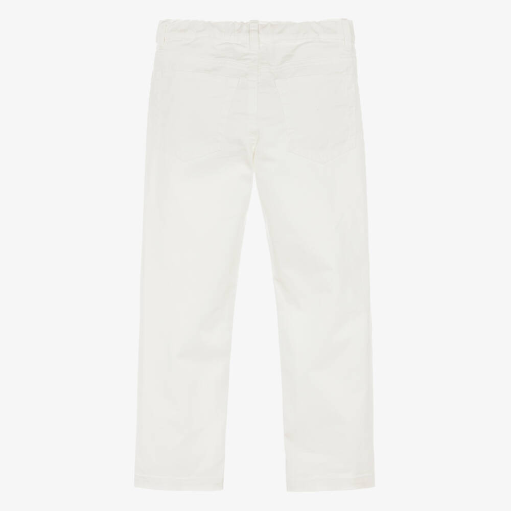 Il Gufo-Boys White Cotton Straight Leg Trousers | Childrensalon