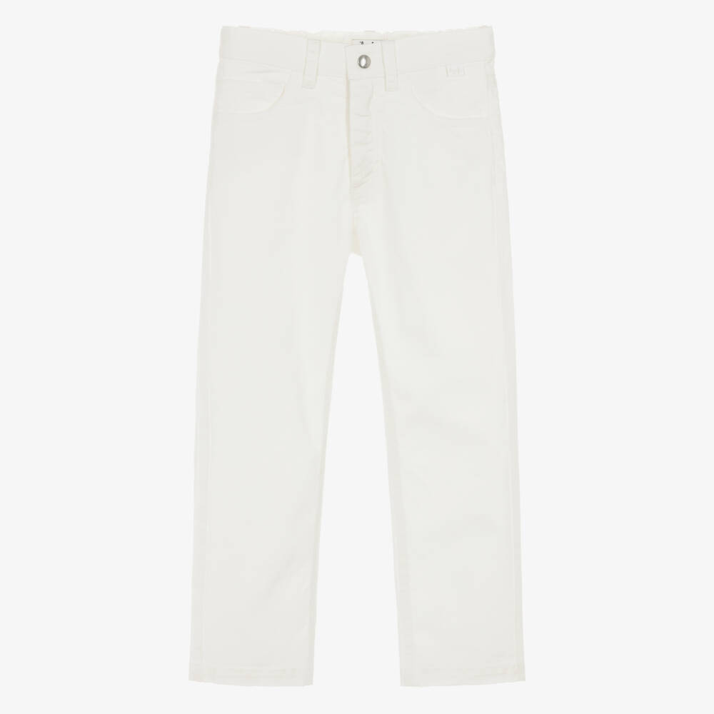 Il Gufo-Boys White Cotton Straight Leg Trousers | Childrensalon