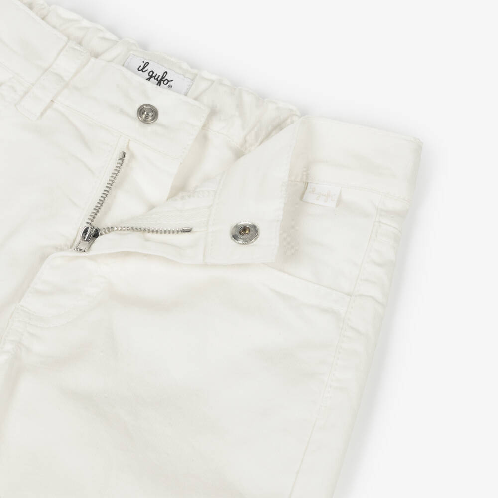 Il Gufo-Boys White Cotton Straight Leg Trousers | Childrensalon