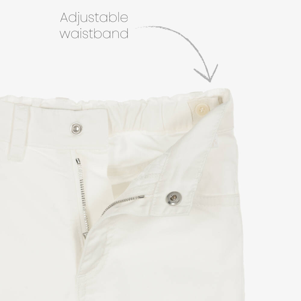 Il Gufo-Boys White Cotton Straight Leg Trousers | Childrensalon
