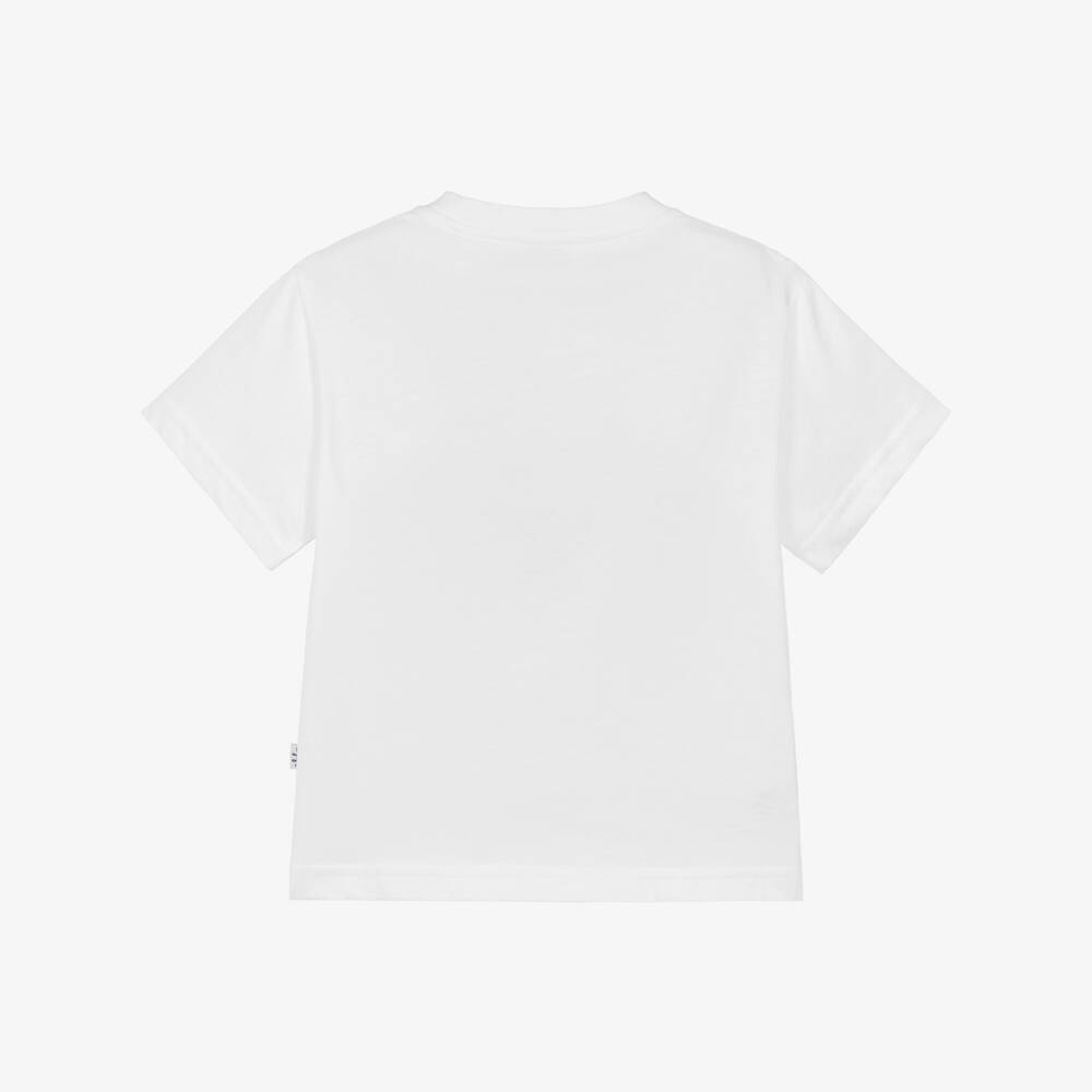 Il Gufo-Boys White Cotton Tropical Car Print T-Shirt | Childrensalon