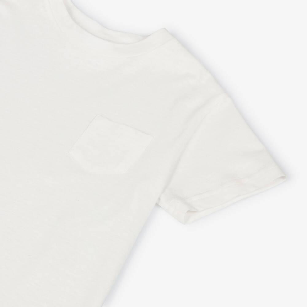 Il Gufo-Boys White T-Shirt with Chest Pocket | Childrensalon