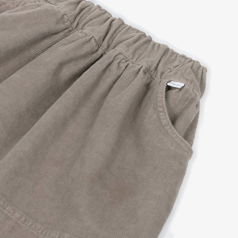 Il Gufo-Girls Beige Cotton Corduroy Skirt  | Childrensalon