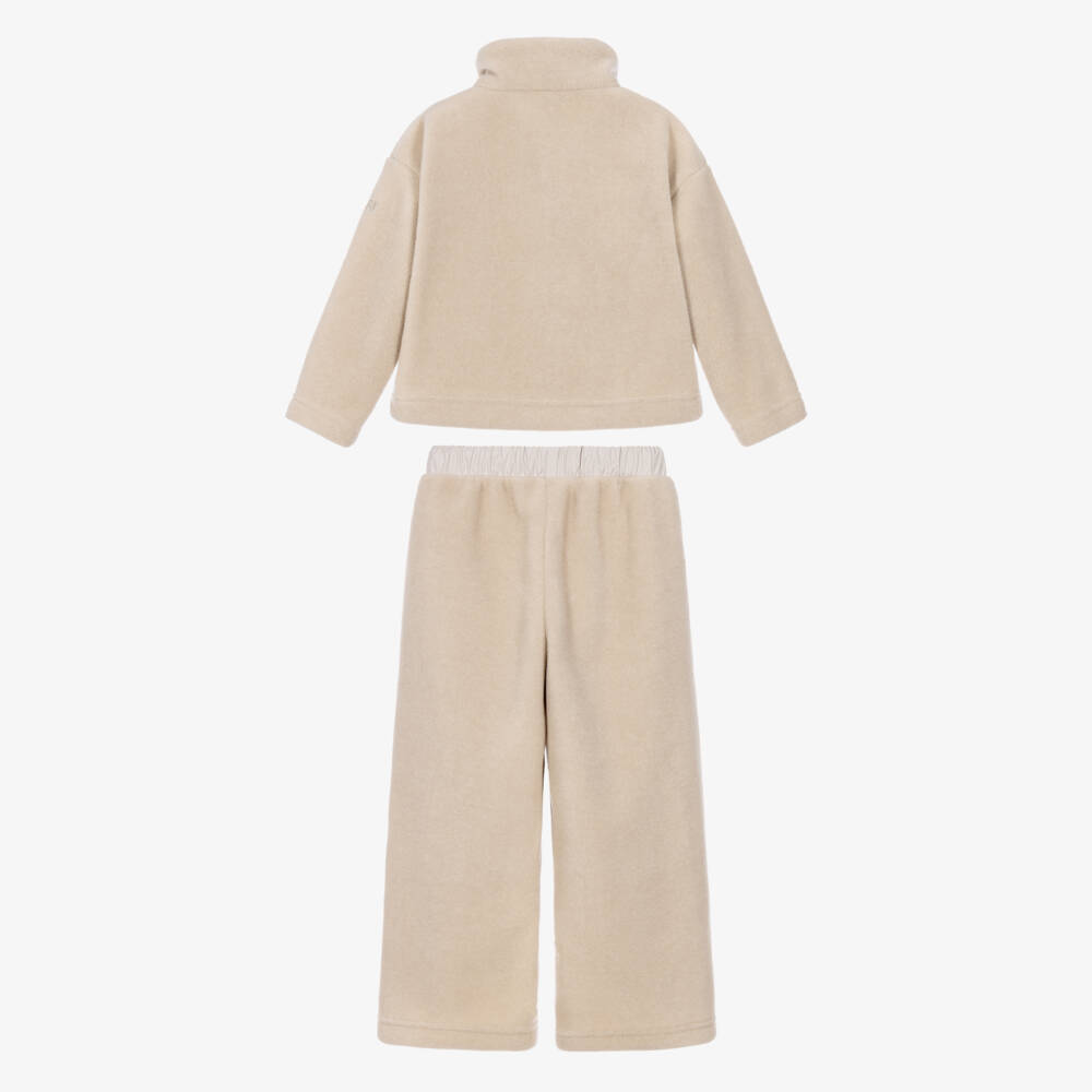 Il Gufo-Girls Beige Fleece Tracksuit | Childrensalon