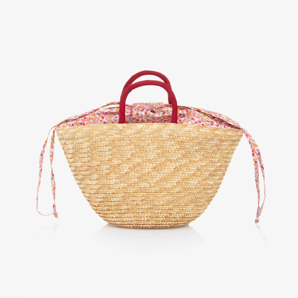 Il Gufo-Girls Beige Straw Bag (35cm) | Childrensalon