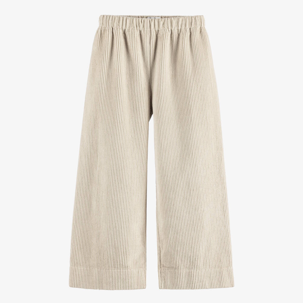 Il Gufo-Girls Beige Wide Leg Corduroy Trousers | Childrensalon