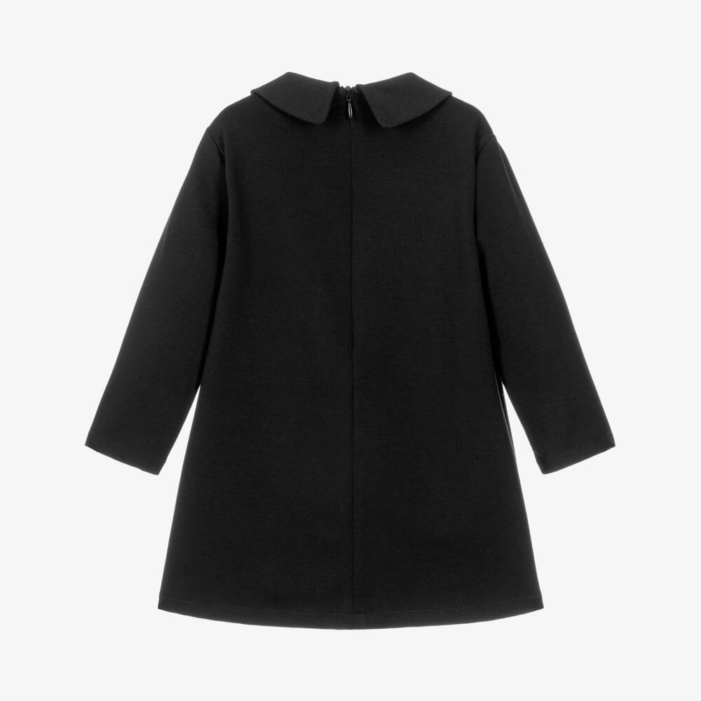 Il Gufo-Girls Black Collared Dress with Grosgrain Bow | Childrensalon