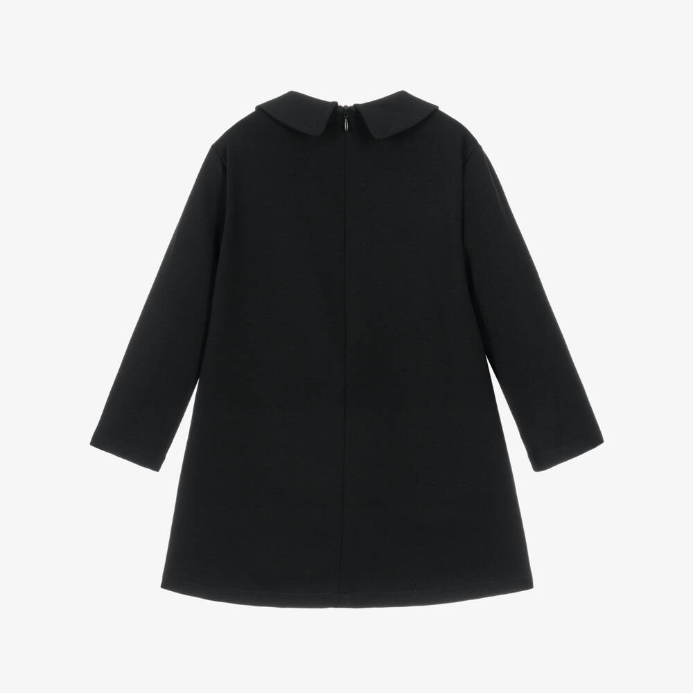 Il Gufo-Girls Black Collared Dress with Ribbon Bow | Childrensalon