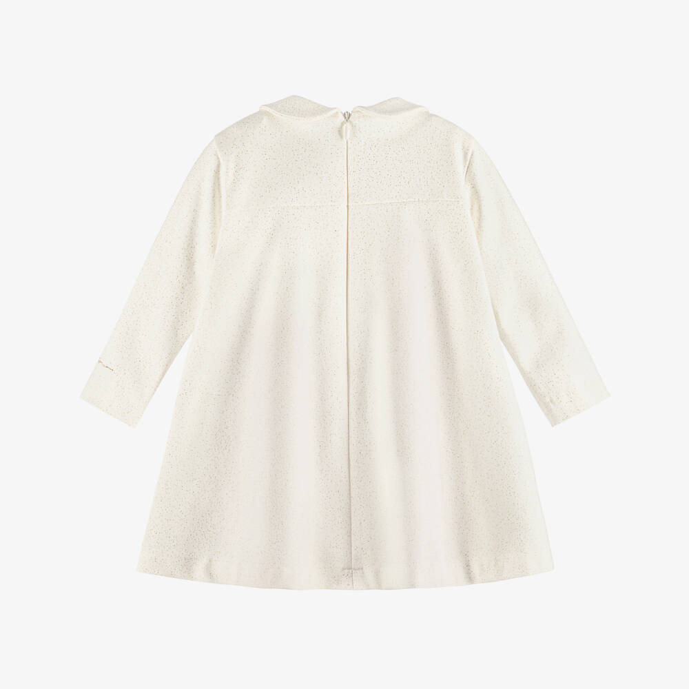 Il Gufo-Girls Glittery Milano Jersey Dress in Ivory | Childrensalon