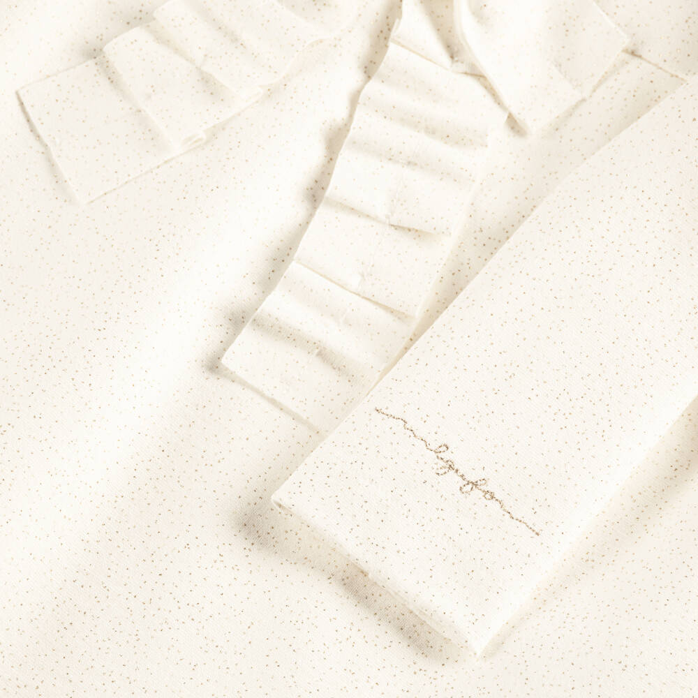Il Gufo-Girls Glittery Milano Jersey Dress in Ivory | Childrensalon