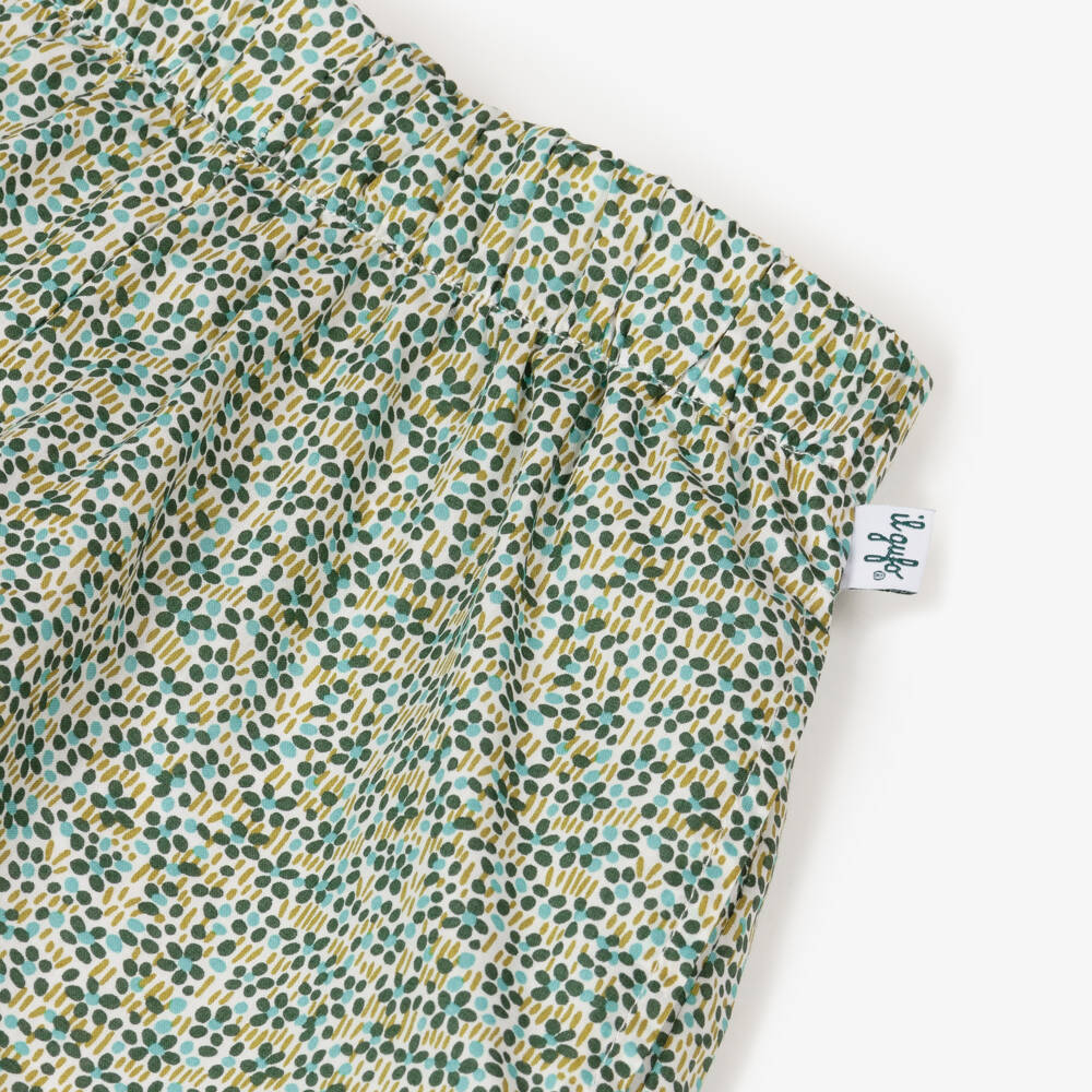 Il Gufo-Girls Green Liberty Print Cotton Shorts | Childrensalon