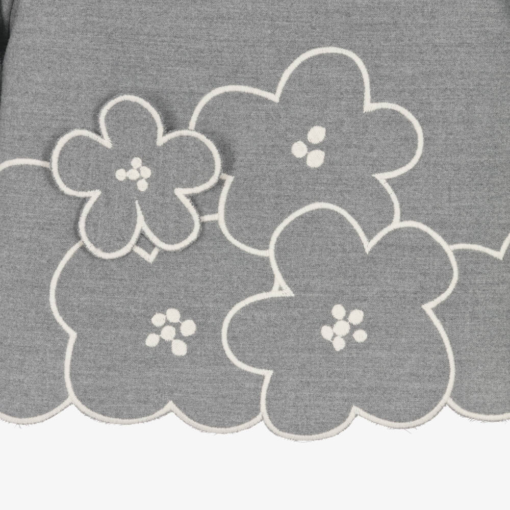 Il Gufo-Girls Grey Flower Shorts Set | Childrensalon