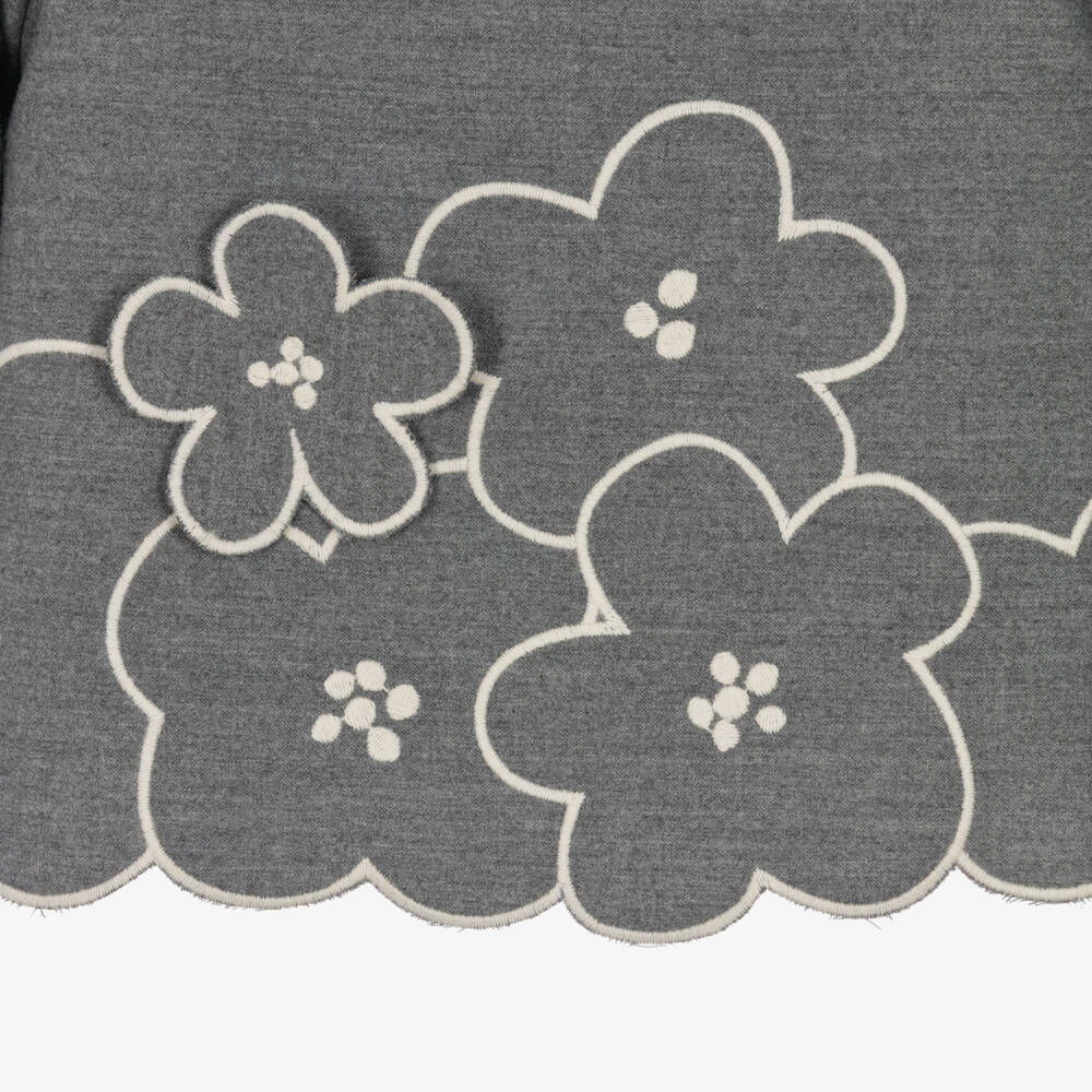 Il Gufo-Girls Grey Flower Shorts Set | Childrensalon
