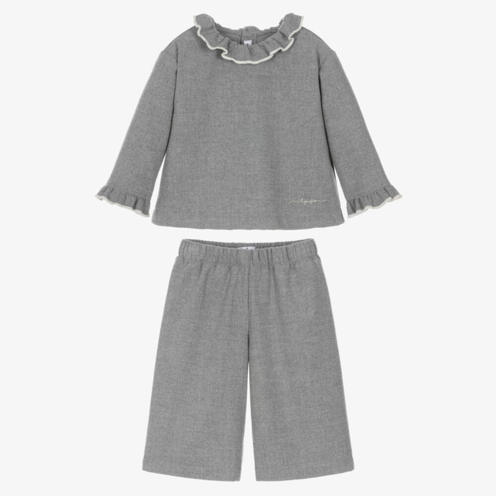 Il Gufo-Girls Grey Top & Trouser Set | Childrensalon
