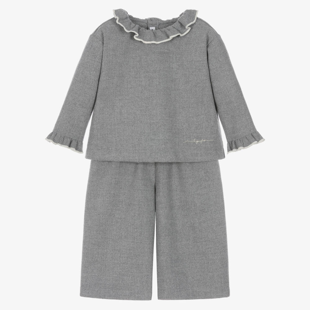 Il Gufo-Girls Grey Top & Trouser Set | Childrensalon