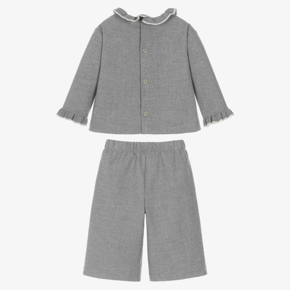 Il Gufo-Girls Grey Top & Trouser Set | Childrensalon
