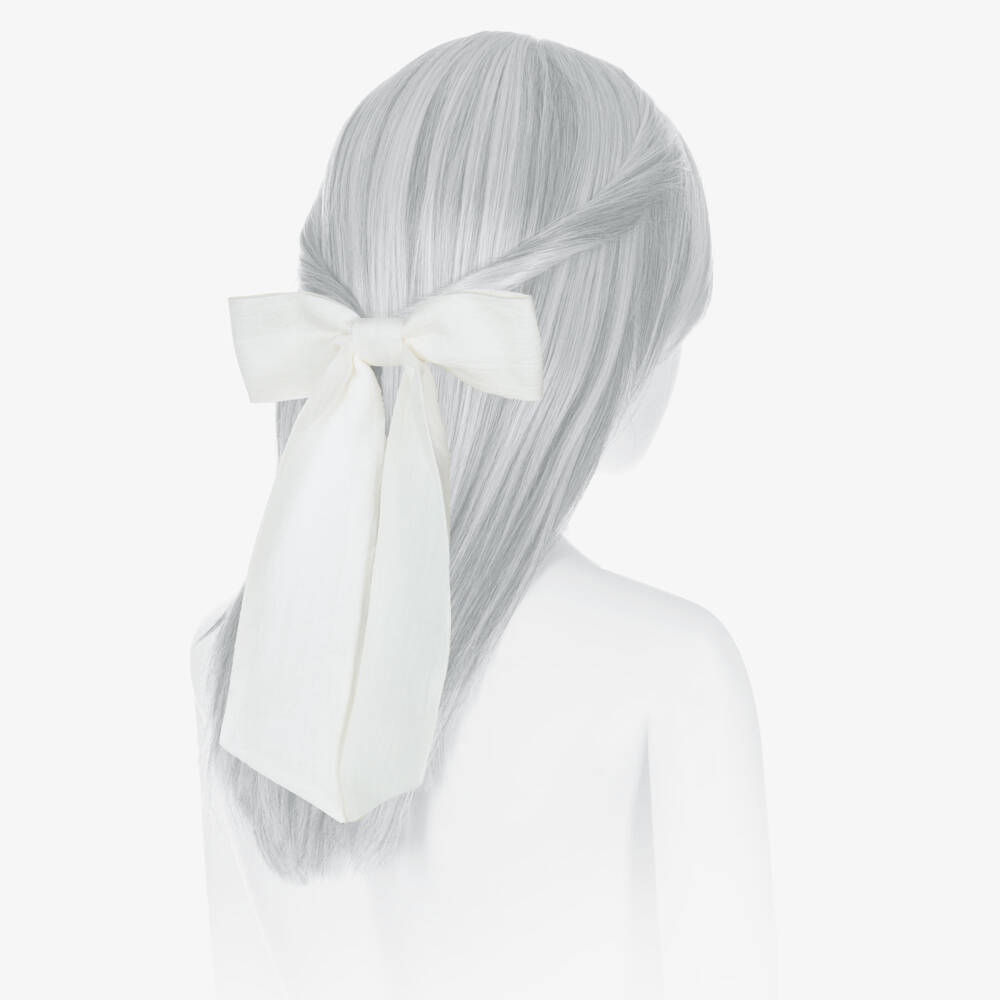 Il Gufo-مشبك شعر فيونكة كتان لون عاجي للبنات (16 سم) | Childrensalon