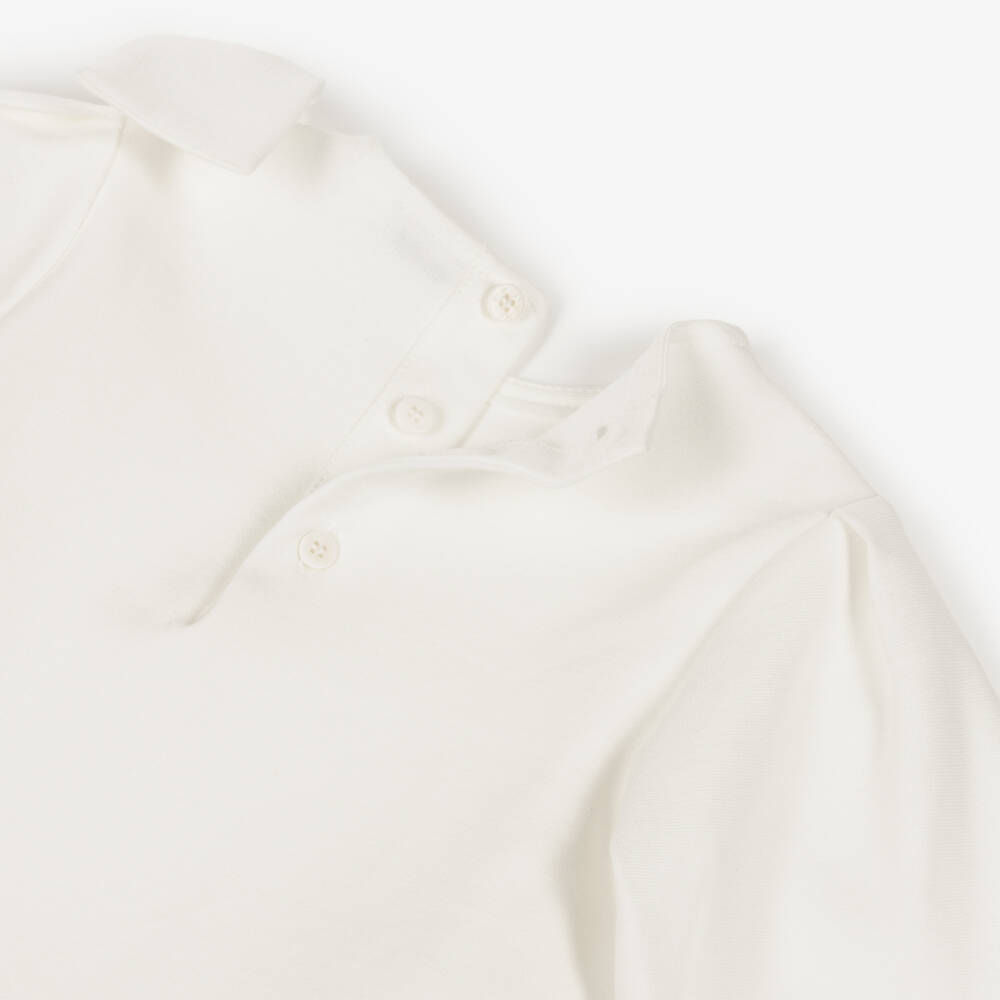 Il Gufo-Girls Ivory Milano Jersey Trouser Set with Bow | Childrensalon