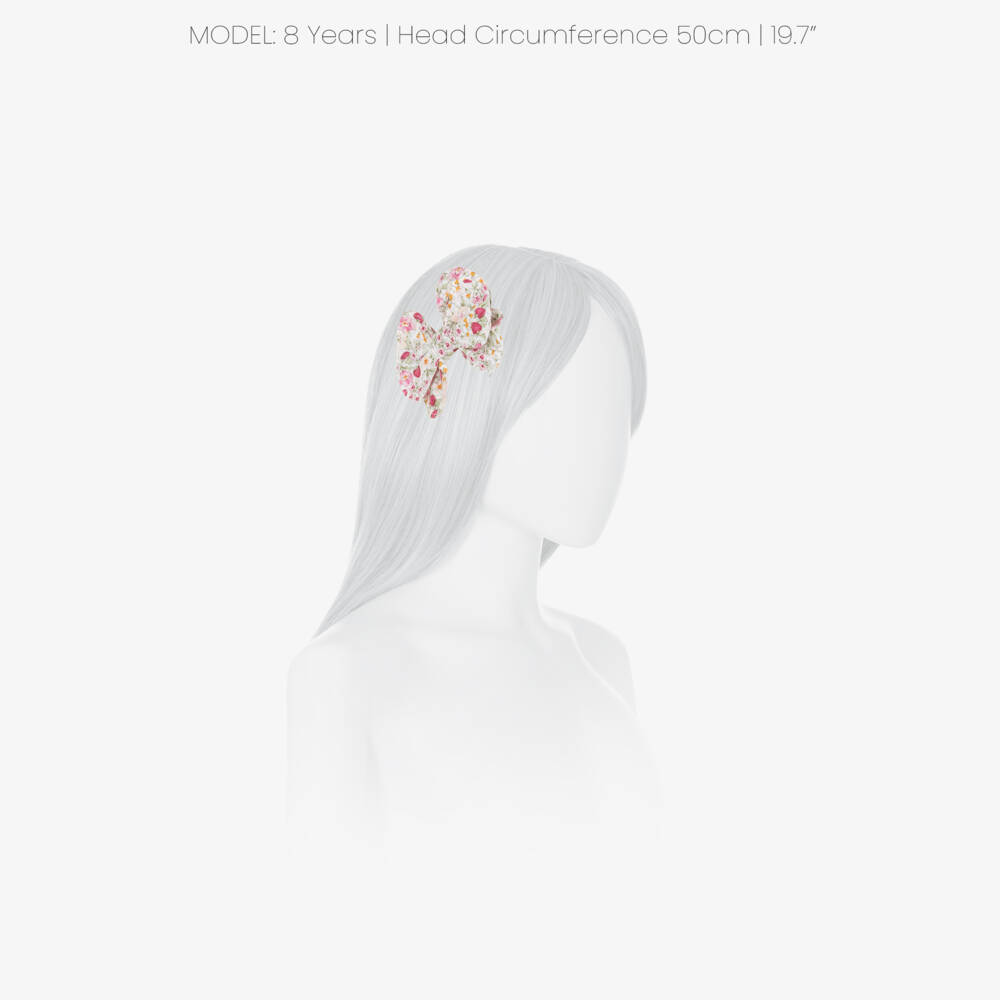 Il Gufo-Girls Ivory & Pink Floral Strawberry Print Hair Clip (10cm) | Childrensalon