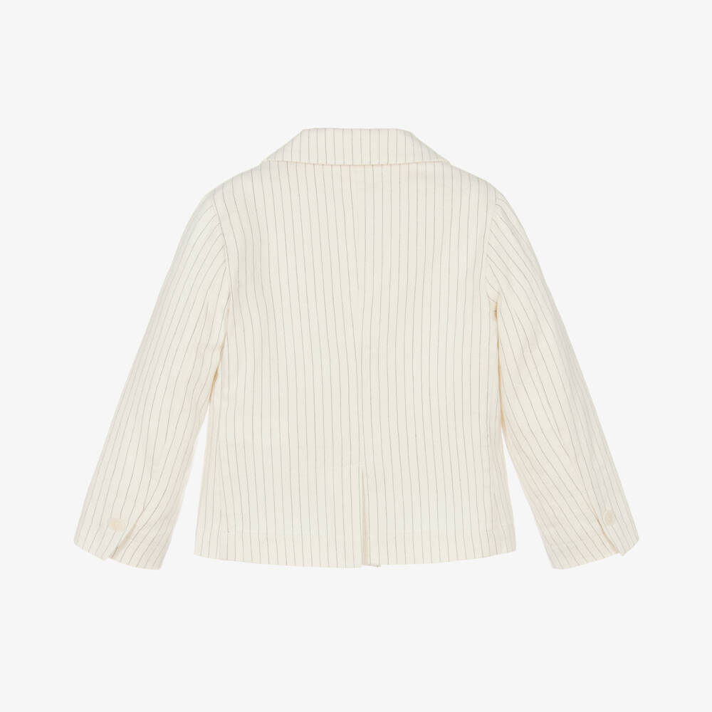 Il Gufo-Girls Ivory Pinstripe Blazer | Childrensalon