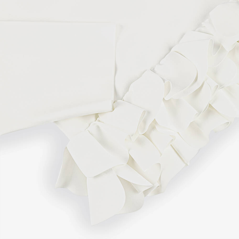 Il Gufo-Girls Ivory Ruffle Trimmed Milano Jersey Top & Trouser Set | Childrensalon