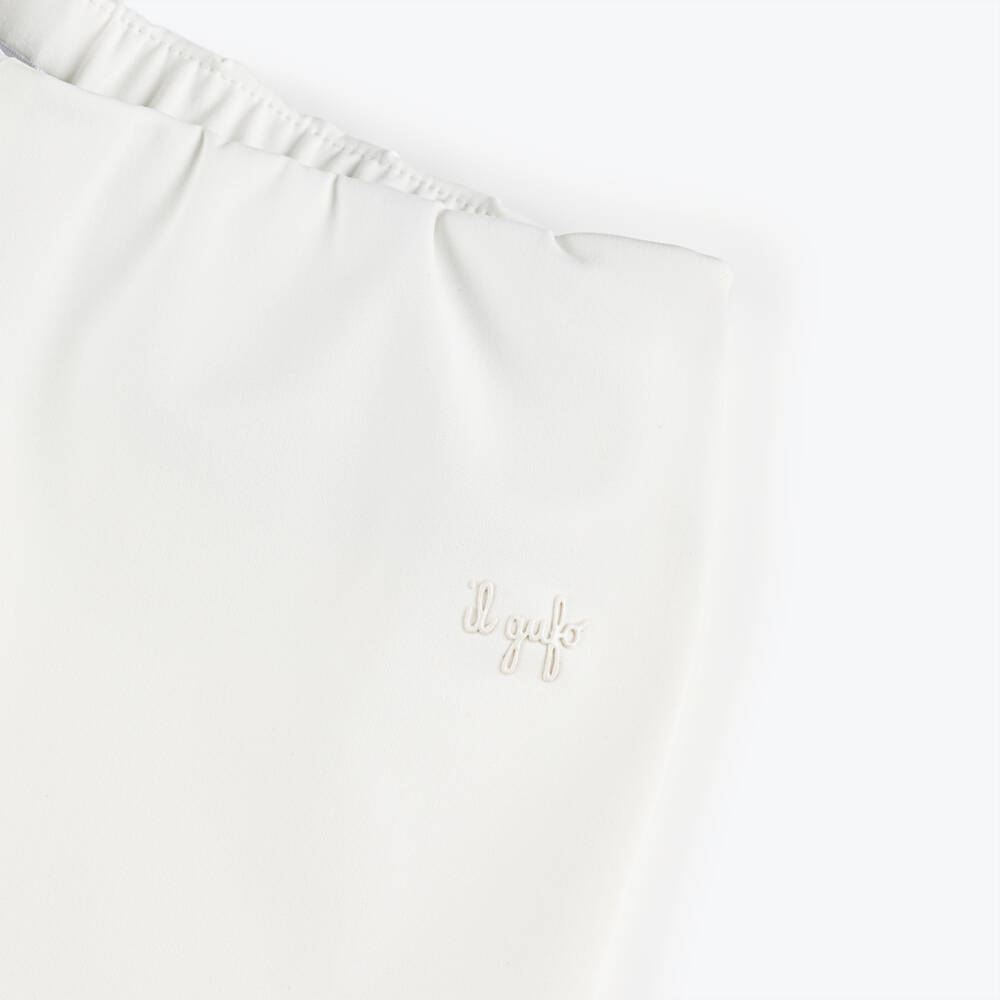 Il Gufo-Girls Ivory Ruffle Trimmed Milano Jersey Top & Trouser Set | Childrensalon