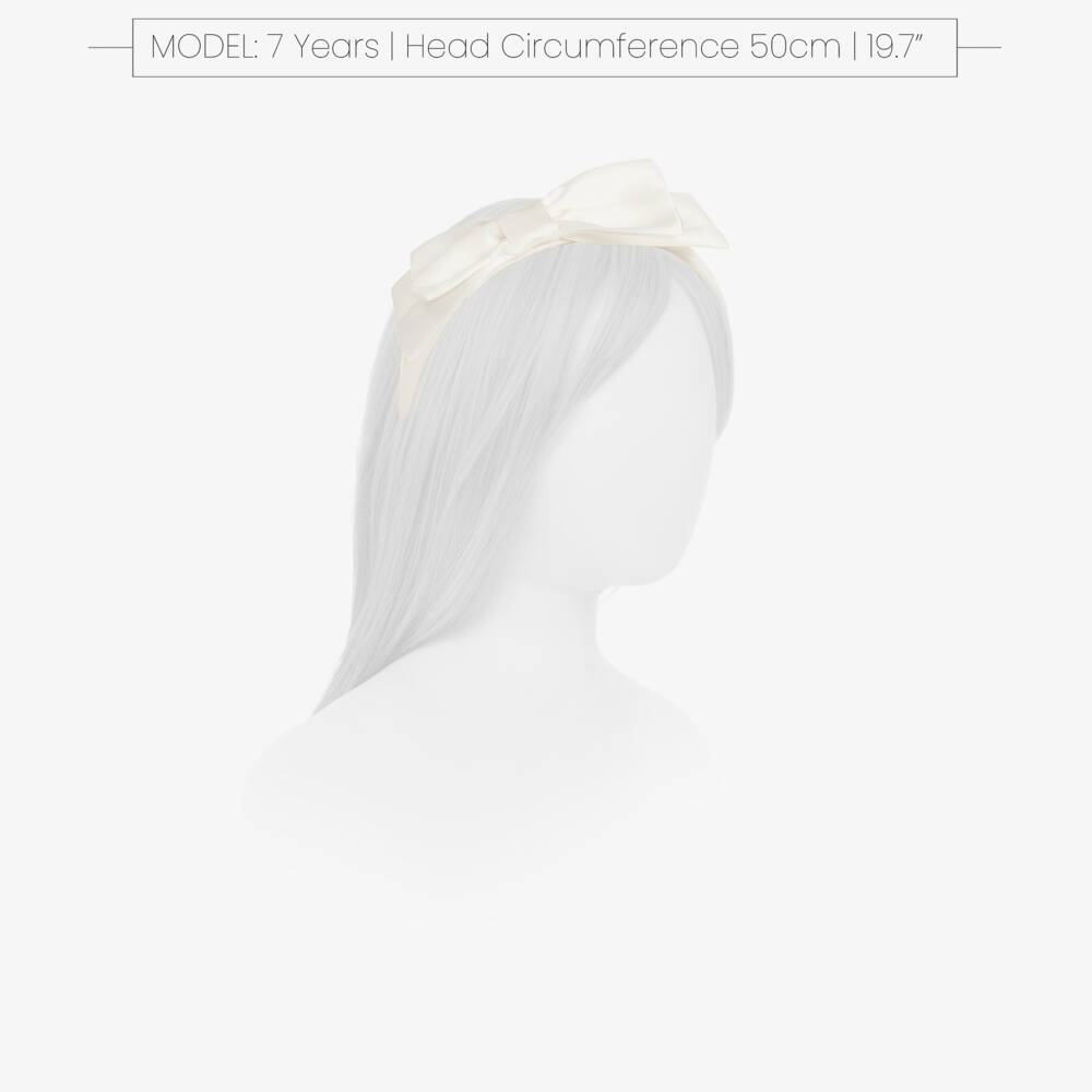 Il Gufo-طوق شعر بفيونكة ساتان وحرير لون عاجي للبنات | Childrensalon