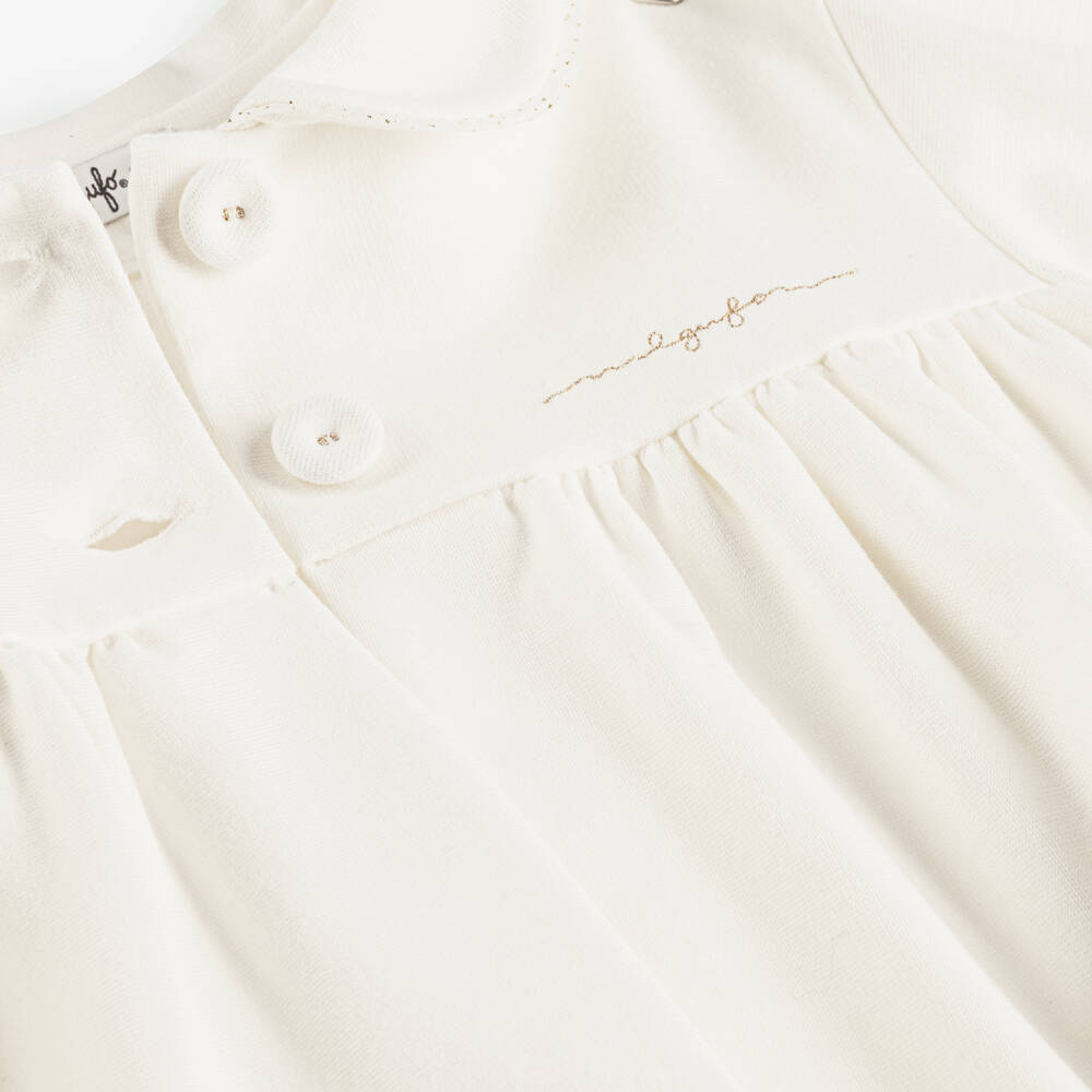 Il Gufo-Girls Ivory Shorts Set in Milano Jersey | Childrensalon