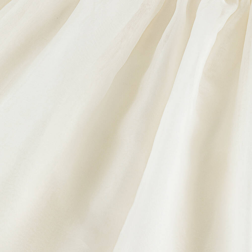 Il Gufo-Girls Ivory Silk Organza Dress with Ruffles | Childrensalon