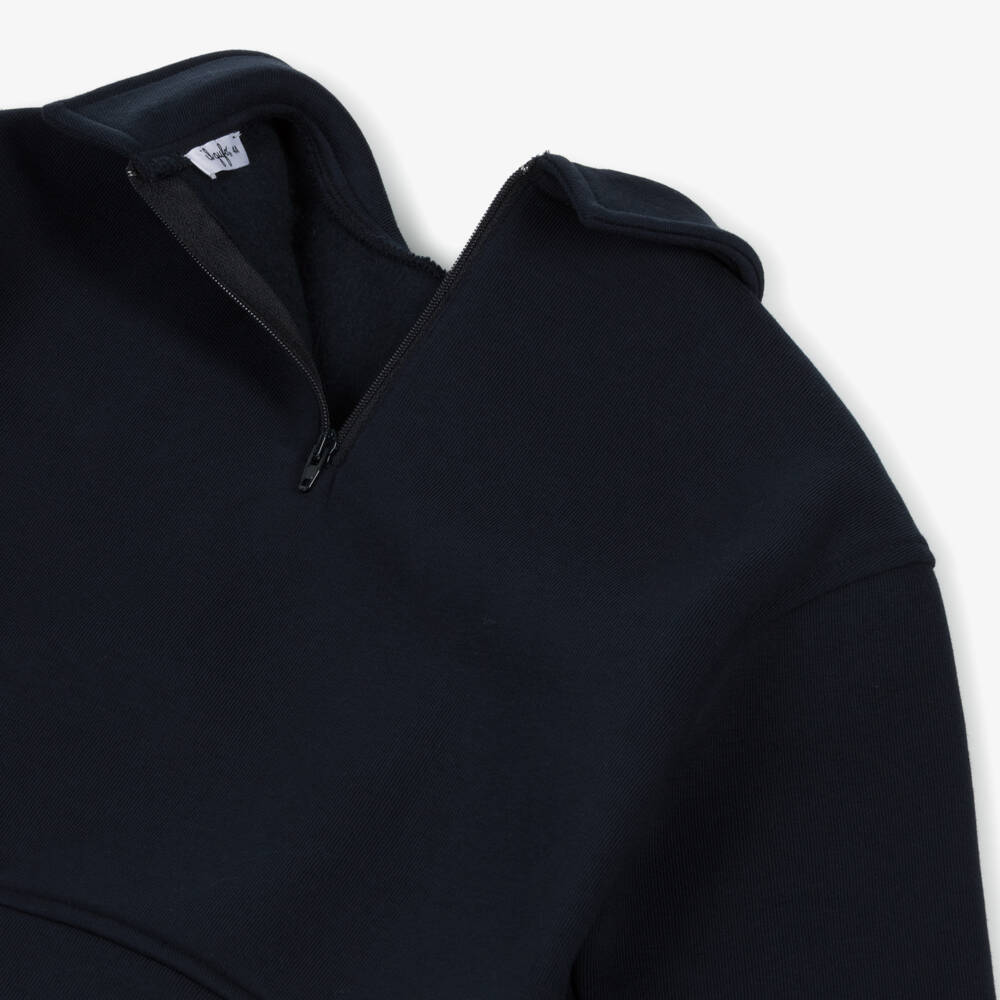 Il Gufo-Girls Navy Blue Jersey Skirt Set | Childrensalon