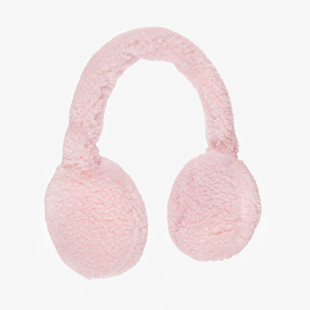 Il Gufo-Girls Pale Pink Sherpa Fleece Earmuffs | Childrensalon