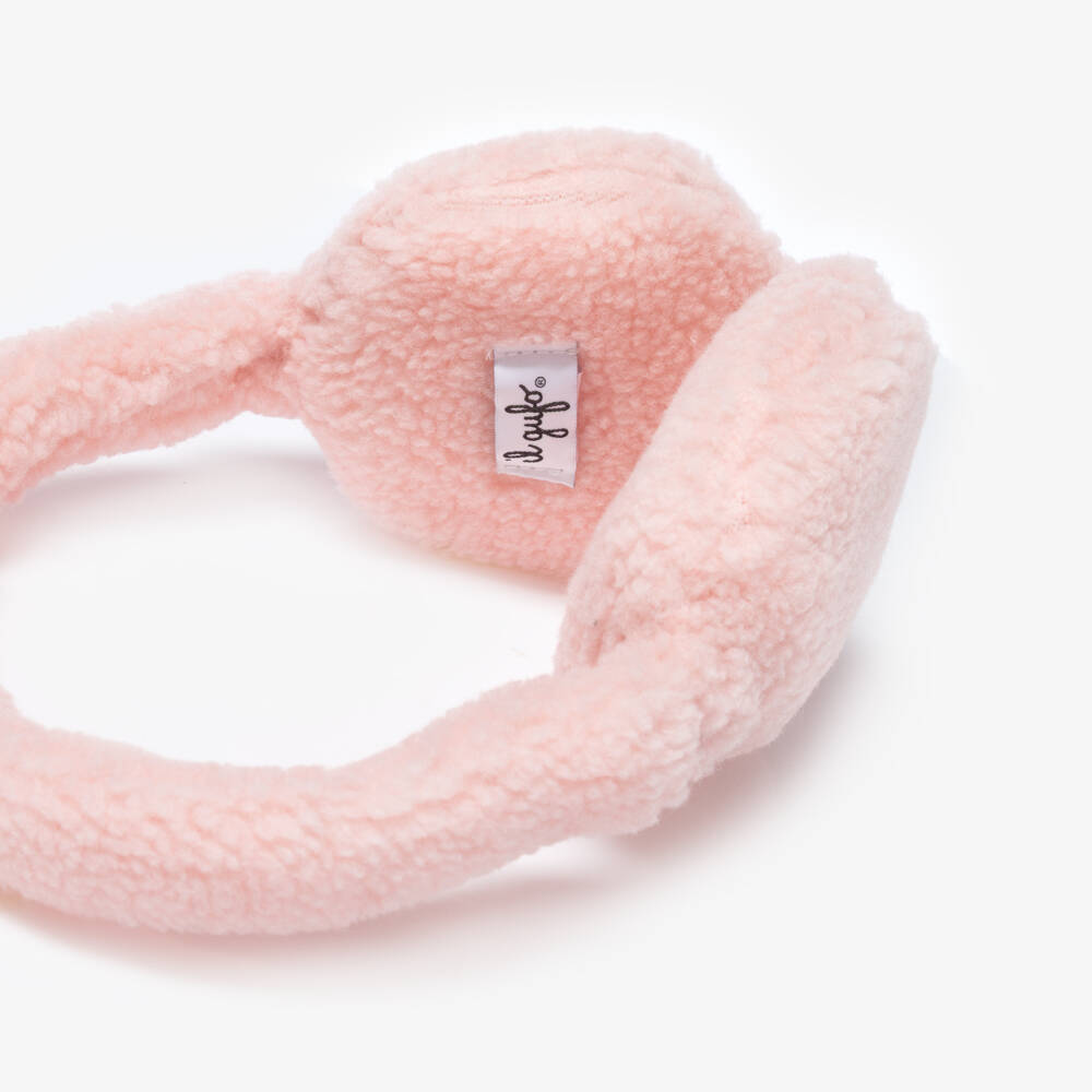 Il Gufo-Girls Pale Pink Sherpa Fleece Earmuffs | Childrensalon