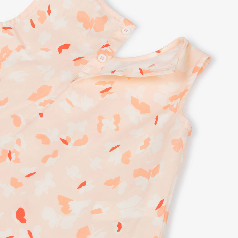 Il Gufo-Girls Pastel Orange Cotton Shorts Set with Butterfly Print | Childrensalon