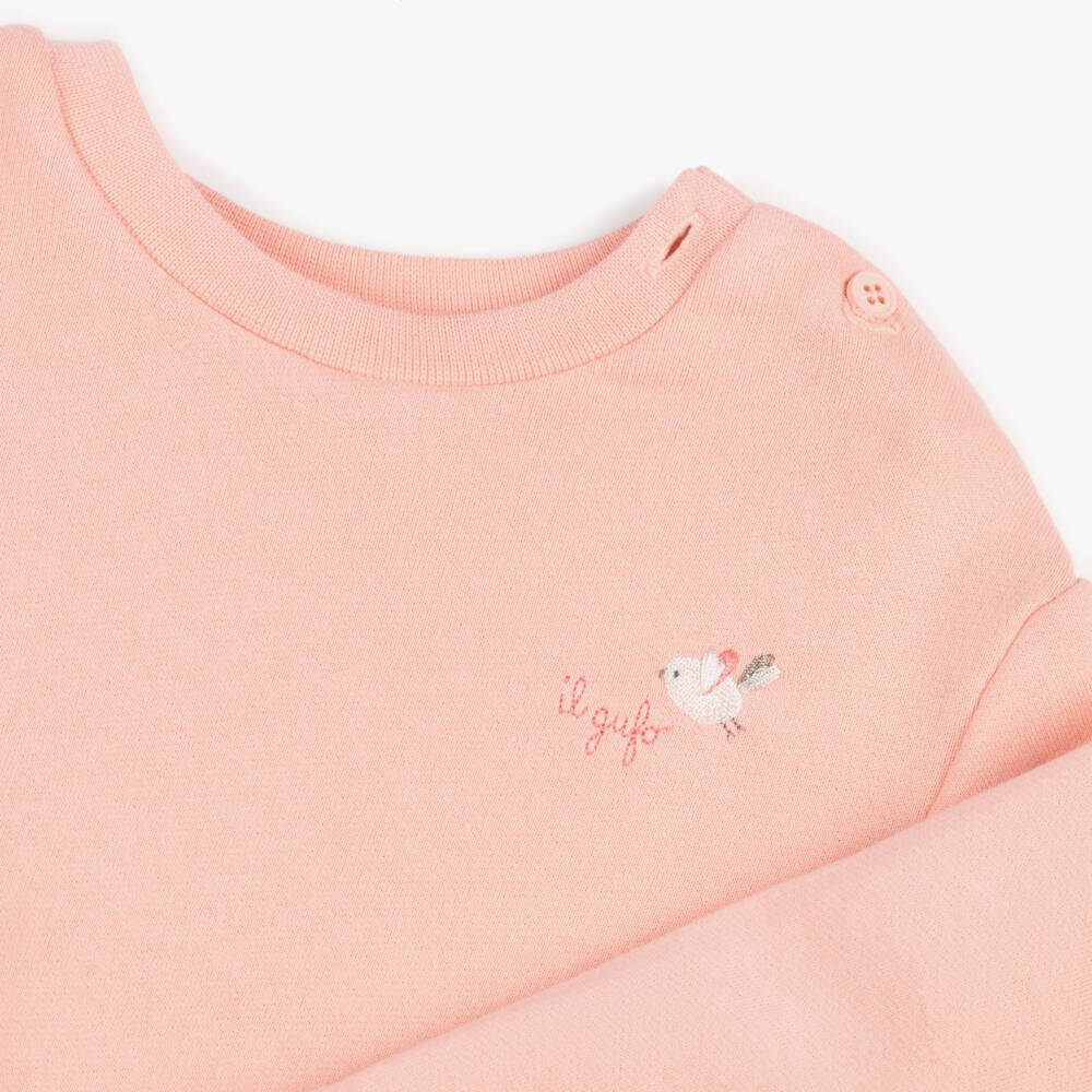 Il Gufo-Girls Peach Pink Cotton Tracksuit | Childrensalon