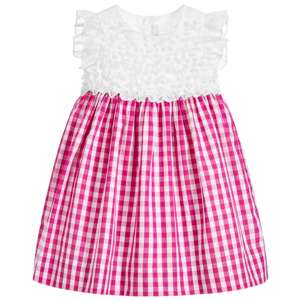 strapless open back dress Smocked Pink Gingham Golf Dress – The Smocked Flamingo main image 1