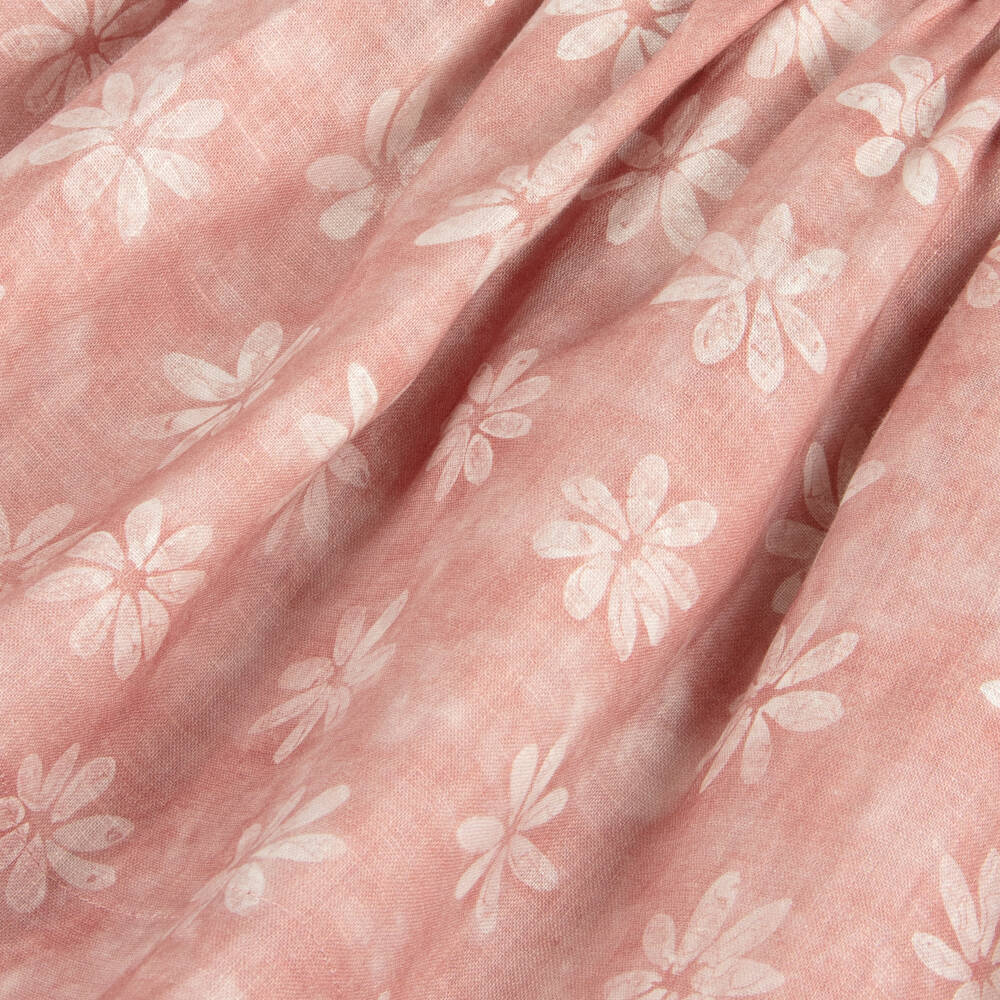 Il Gufo-Girls Pink Linen Floral Dress | Childrensalon