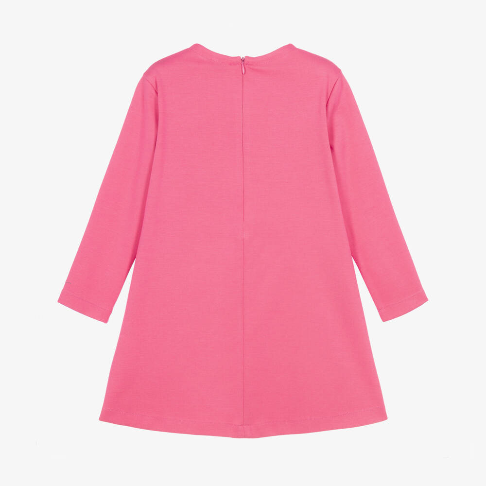 Il Gufo-Girls Pink Milano Jersey Dress with Ruffled Bow | Childrensalon