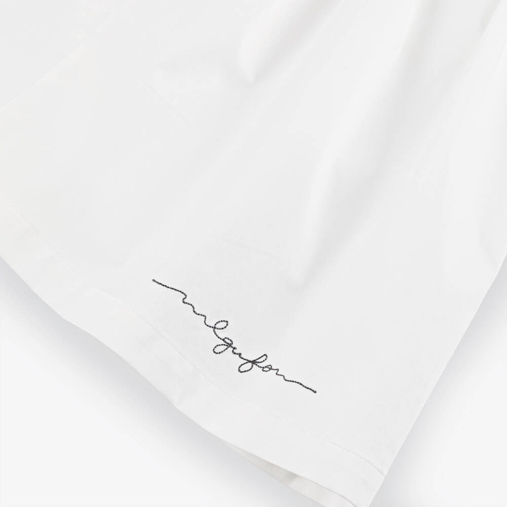 Il Gufo-Girls White Cotton Sleeveless Dress with Floral Appliqués | Childrensalon