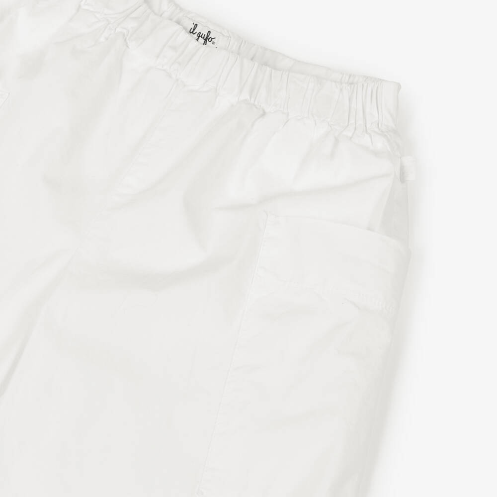 Il Gufo-Girls White Cotton Wide Leg Trousers | Childrensalon