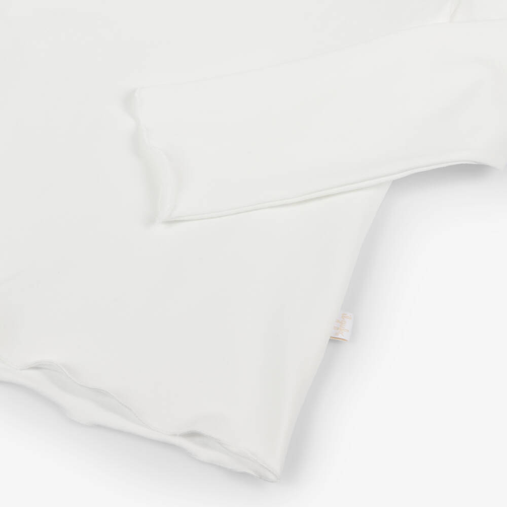 Il Gufo-Girls White Roll Neck Cotton Top with Long Sleeves | Childrensalon