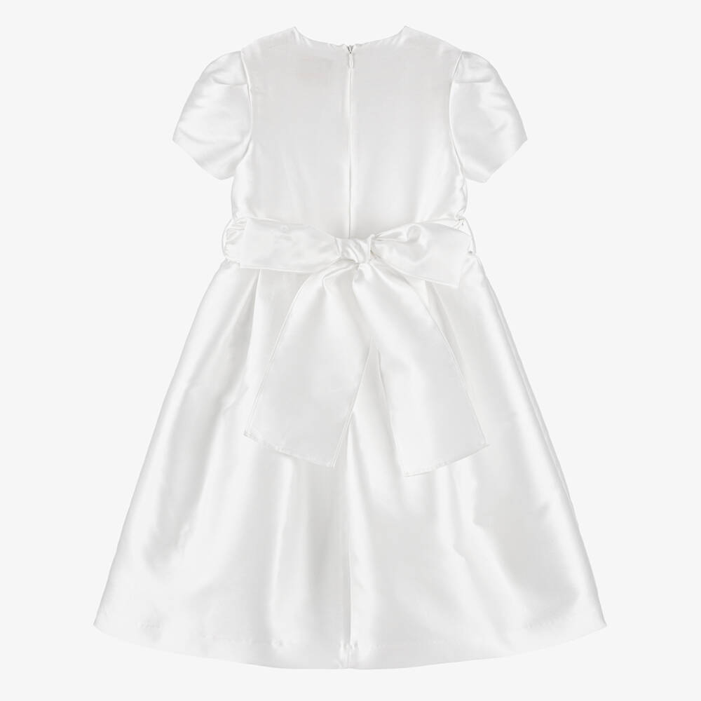 Il Gufo-Girls White Silk Satin Special Occasion Dress | Childrensalon