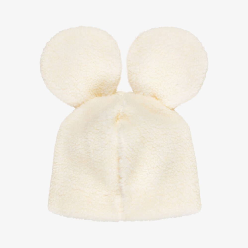 Il Gufo-Ivory Sherpa Fleece Hat with Ears | Childrensalon