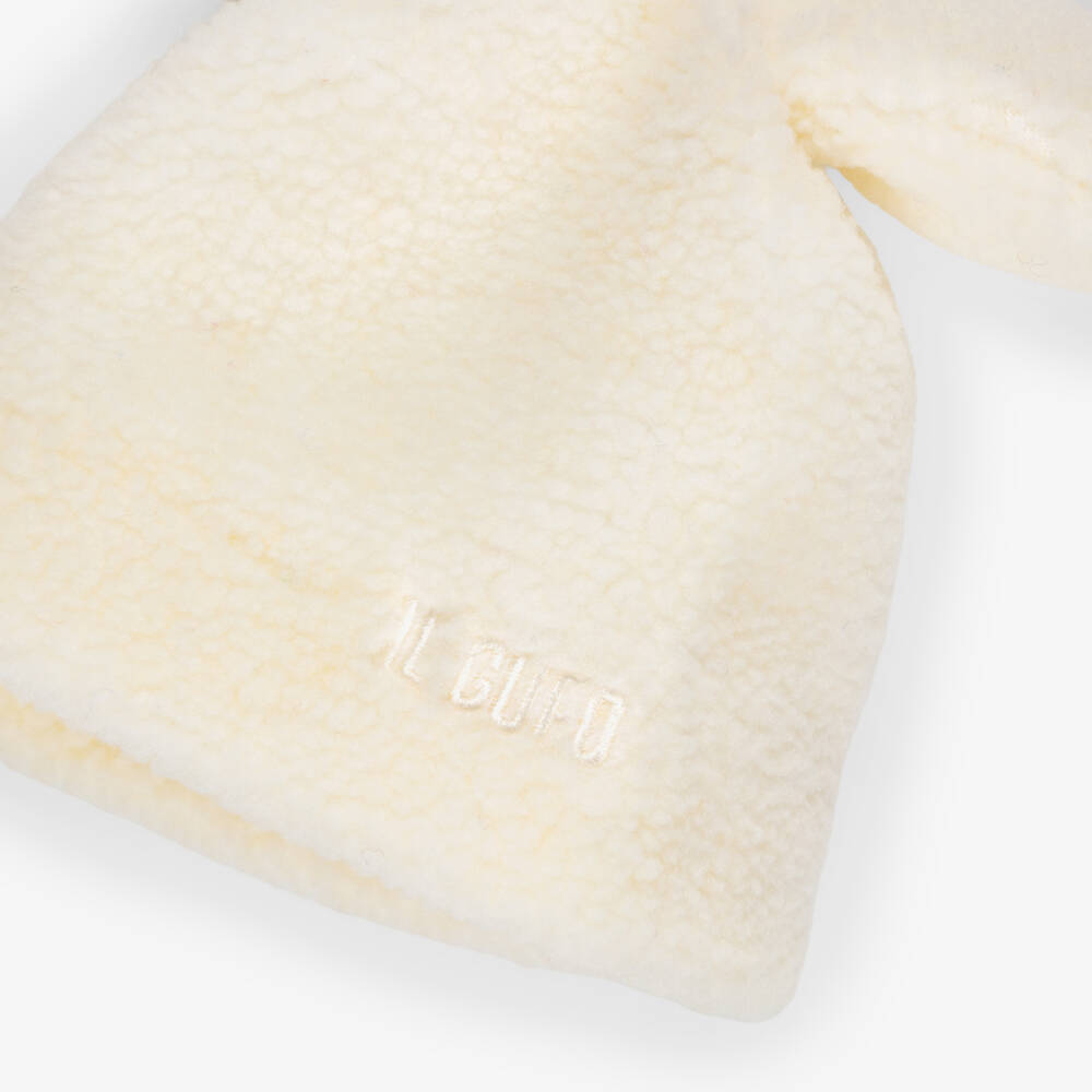 Il Gufo-Ivory Sherpa Fleece Hat with Ears | Childrensalon