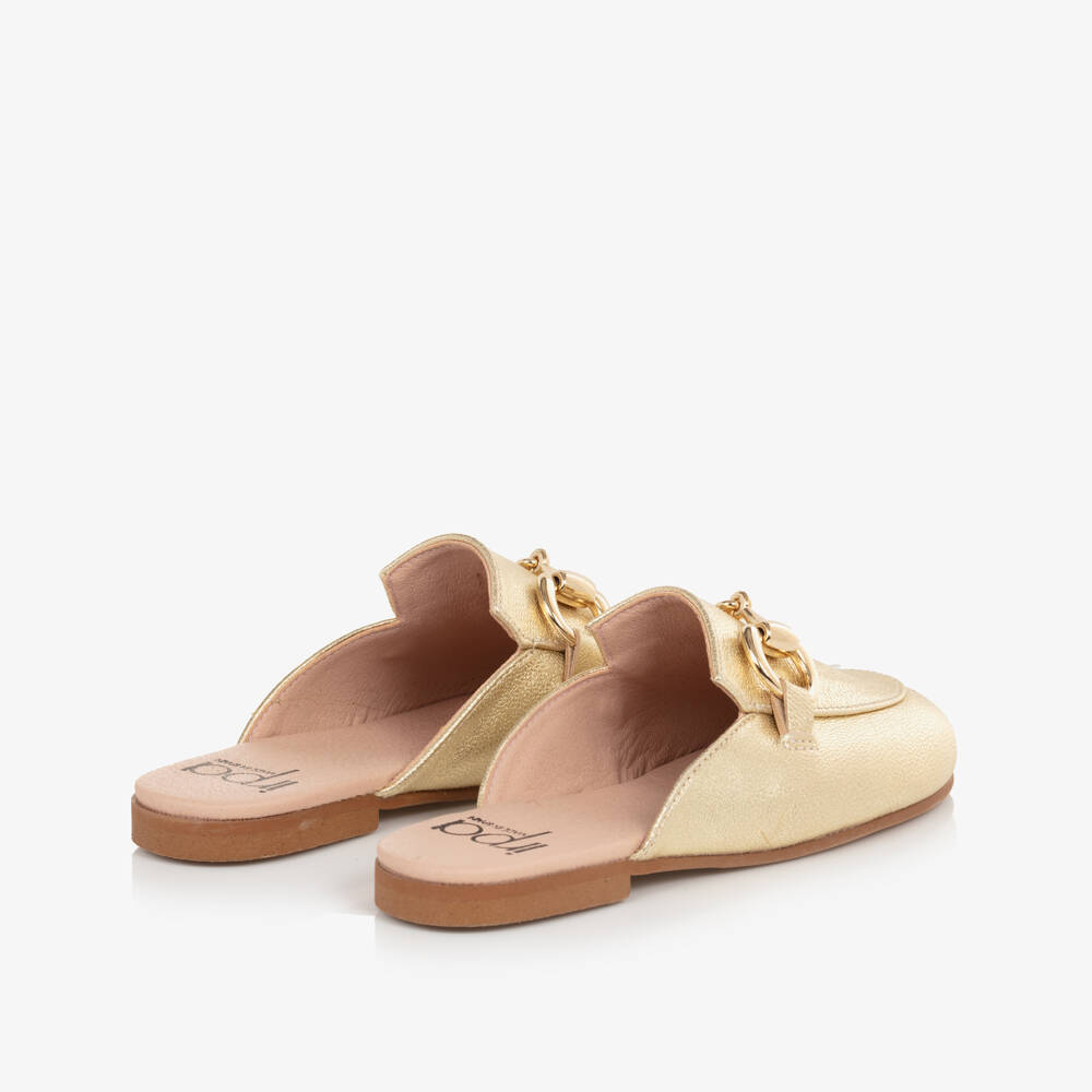 Irpa-حذاء لوفر جلد لون ذهبي للبنات | Childrensalon