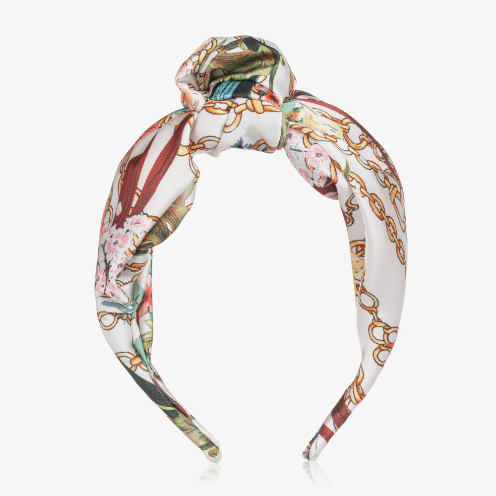Irpa-Girls Ivory Knot Hairband with Chain Floral Print | Childrensalon