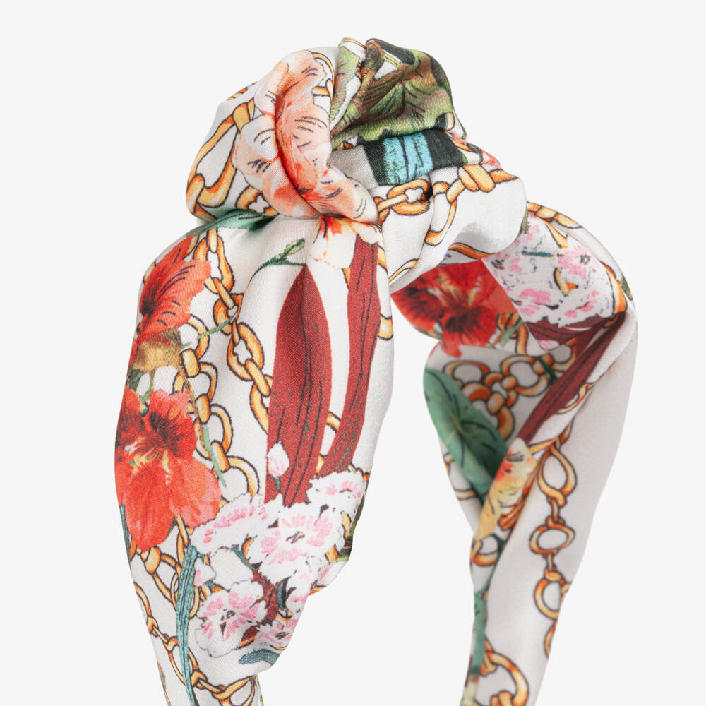 Irpa-Girls Ivory Knot Hairband with Chain Floral Print | Childrensalon