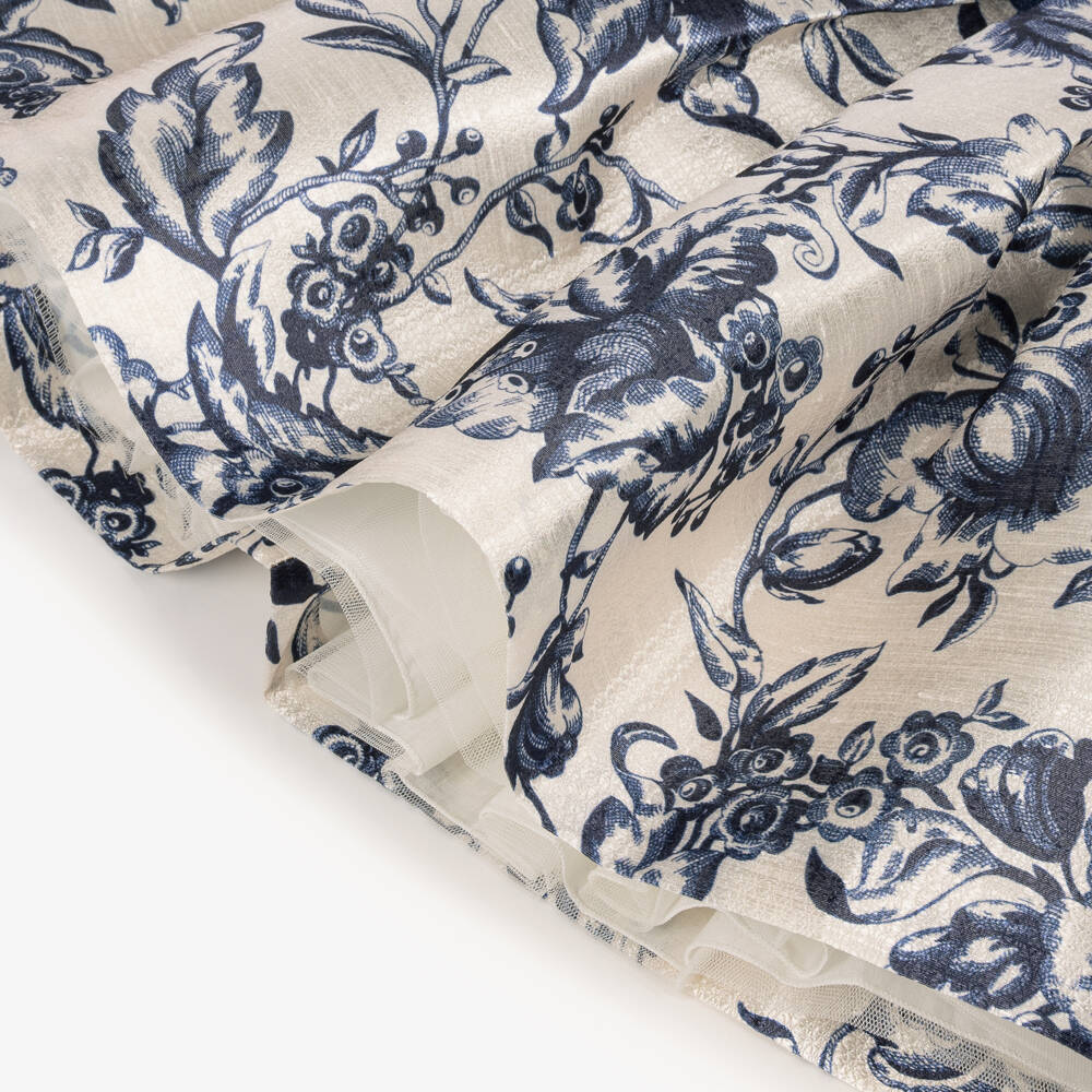 Irpa-Girls Ivory & Navy Blue Floral Dress | Childrensalon
